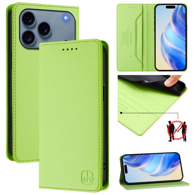 RC01 Custodia per telefono in pelle RFID con ventosa magnetica a doppia piega, For iPhone 17e / 16e, For iPhone 17 Pro Max, For iPhone 17 Pro