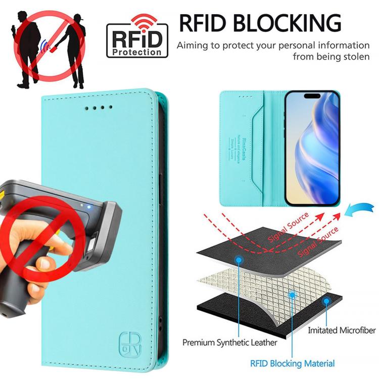 RC01 Custodia per telefono in pelle RFID con ventosa magnetica a doppia piega, For iPhone 17, For iPhone Air, For iPhone 16 Pro Max