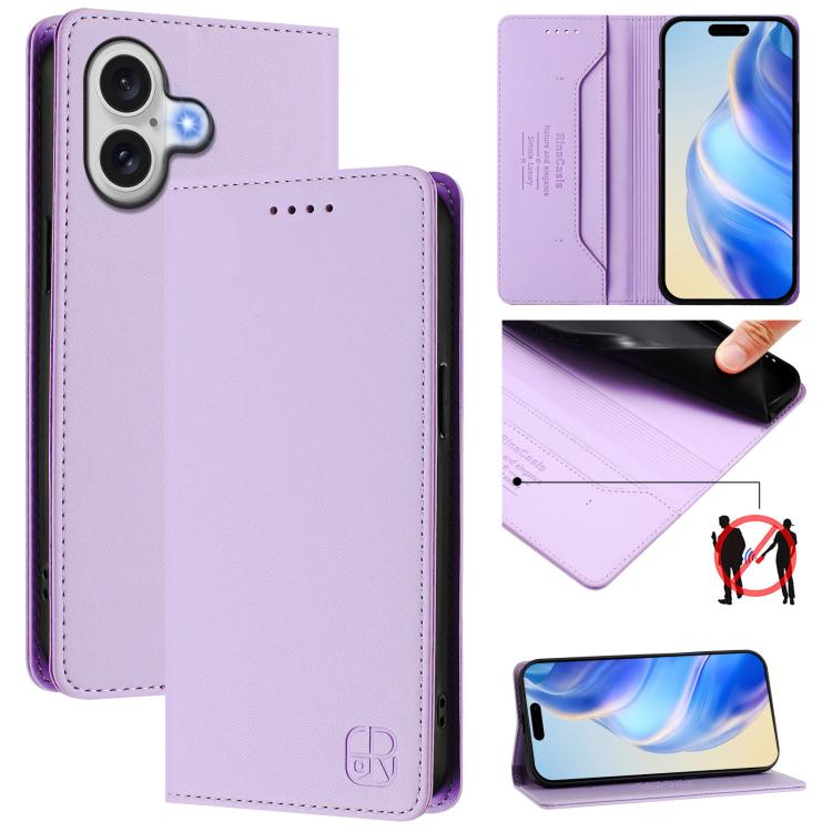 RC01 Custodia per telefono in pelle RFID con ventosa magnetica a doppia piega, For iPhone 17, For iPhone Air, For iPhone 16 Pro Max