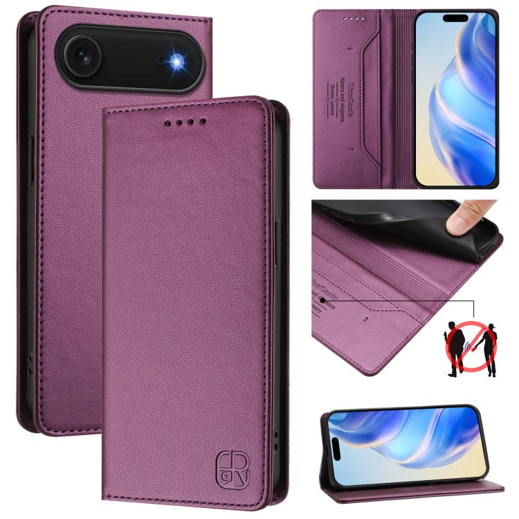 RC01 Custodia per telefono in pelle RFID con ventosa magnetica a doppia piega, For iPhone 17, For iPhone Air, For iPhone 16 Pro Max