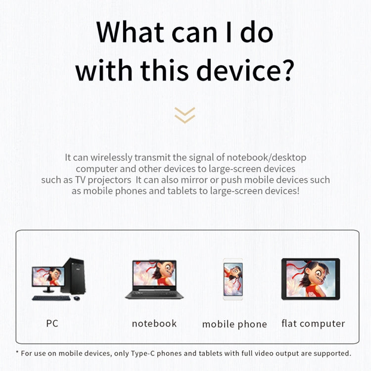 Adattatore wireless Type-C a HDMI 1080P