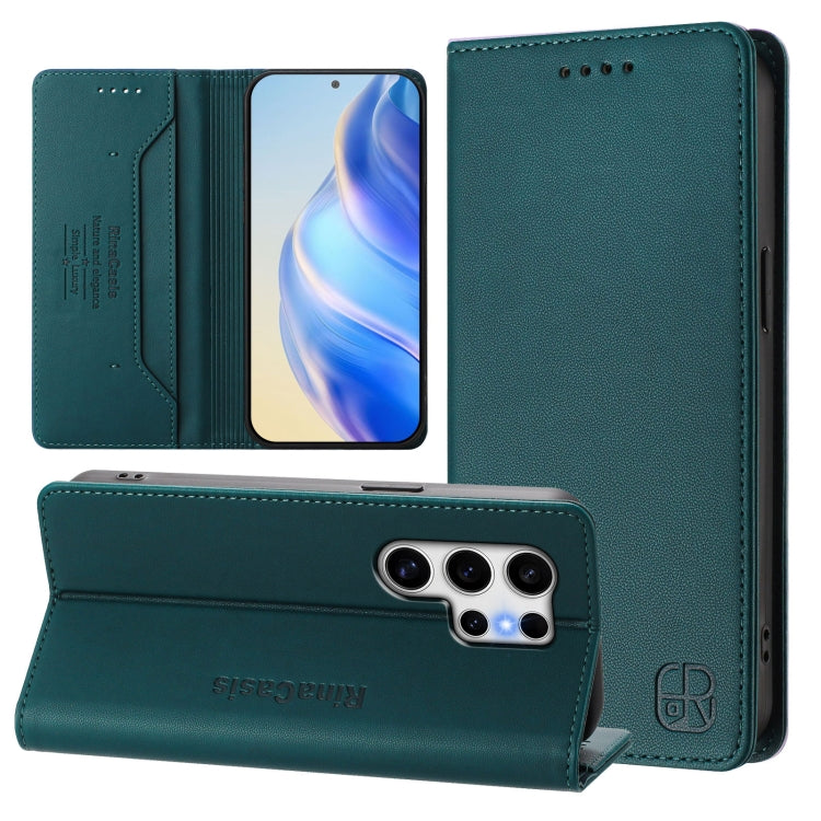 RC01 Custodia per telefono in pelle RFID con ventosa magnetica a doppia piega, For Galaxy S23 Ultra 5G, For Galaxy S23+ 5G, For Galaxy S23 5G