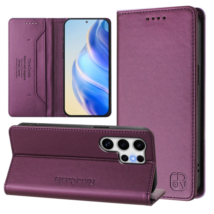 RC01 Custodia per telefono in pelle RFID con ventosa magnetica a doppia piega, For Galaxy S20 FE, For Galaxy S22 Ultra 5G, For Galaxy S22+ 5G