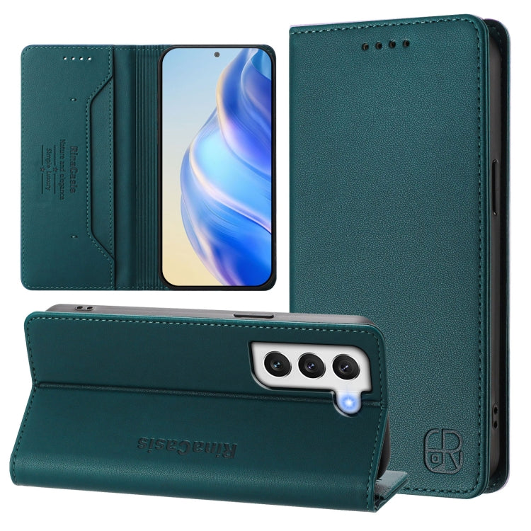 RC01 Custodia per telefono in pelle RFID con ventosa magnetica a doppia piega, For Galaxy S22 5G, For Galaxy S21 FE 5G, For Galaxy S21 5G