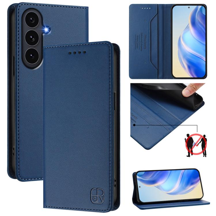 RC01 Custodia per telefono in pelle RFID con ventosa magnetica a doppia piega, For Galaxy S26 FE 5G, For Galaxy S26+ 5G, For Galaxy S26 Edge 5G