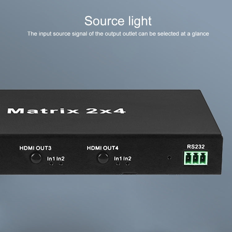 Measy MT4324 4K 30Hz 2 In 4 Out HDMI Matrix Switch Supporta commutazione senza interruzioni, EU Plug, US Plug, UK Plug, AU Plug