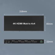 Measy MT4344 4K 30Hz 4 In 4 Out HDMI Matrix Switch Supporta commutazione senza interruzioni, EU Plug, US Plug, UK Plug, AU Plug