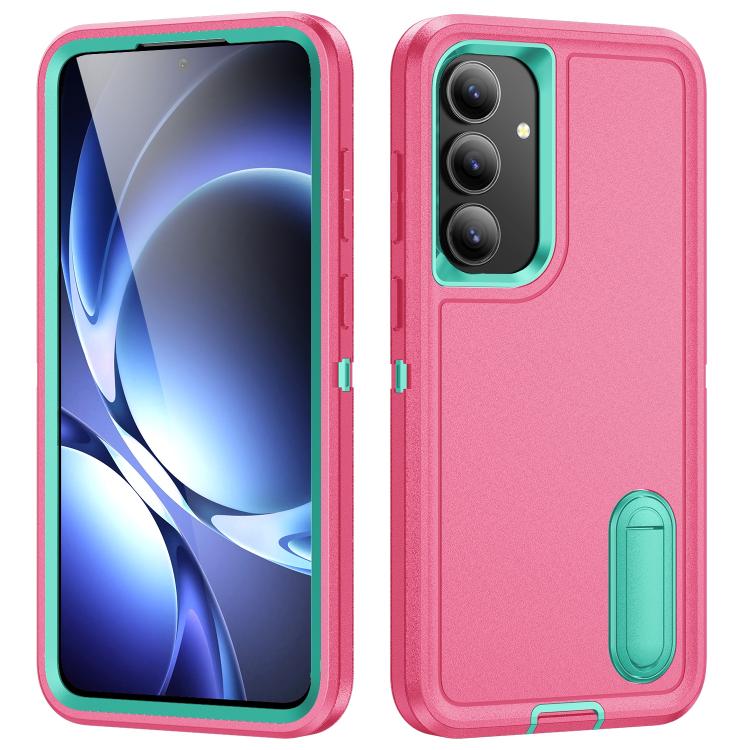 Custodia per telefono in silicone ibrido per PC robusto con supporto, For Samsung Galaxy S25 FE 5G, For Samsung Galaxy S24 / S25 5G