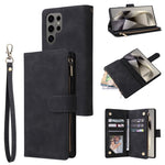 Portafoglio multifunzionale con cerniera smerigliata in pelle per telefono, For Galaxy S25 Ultra 5G, For Galaxy S24 FE 5G, For Galaxy S23 FE 5G, For Galaxy S22+ 5G