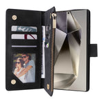 Portafoglio multifunzionale con cerniera smerigliata in pelle per telefono, For Galaxy S25 Ultra 5G, For Galaxy S24 FE 5G, For Galaxy S23 FE 5G, For Galaxy S22+ 5G