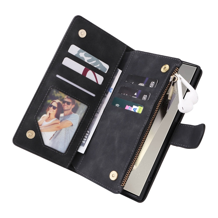 Portafoglio multifunzionale con cerniera smerigliata in pelle per telefono, For Galaxy S25 Ultra 5G, For Galaxy S24 FE 5G, For Galaxy S23 FE 5G, For Galaxy S22+ 5G