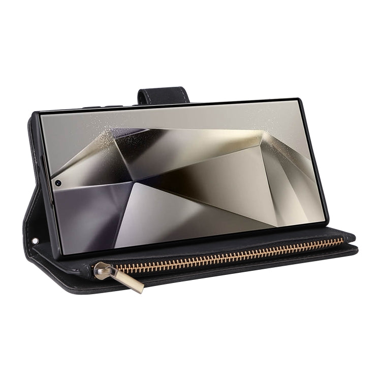 Portafoglio multifunzionale con cerniera smerigliata in pelle per telefono, For Galaxy S25 Ultra 5G, For Galaxy S24 FE 5G, For Galaxy S23 FE 5G, For Galaxy S22+ 5G