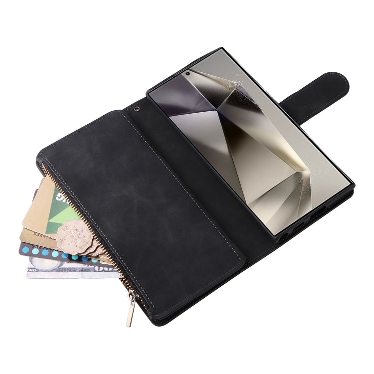 Portafoglio multifunzionale con cerniera smerigliata in pelle per telefono, For Galaxy S25 Ultra 5G, For Galaxy S24 FE 5G, For Galaxy S23 FE 5G, For Galaxy S22+ 5G