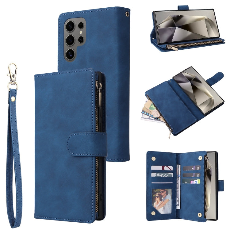 Portafoglio multifunzionale con cerniera smerigliata in pelle per telefono, For Galaxy S25 Ultra 5G, For Galaxy S24 FE 5G, For Galaxy S23 FE 5G, For Galaxy S22+ 5G