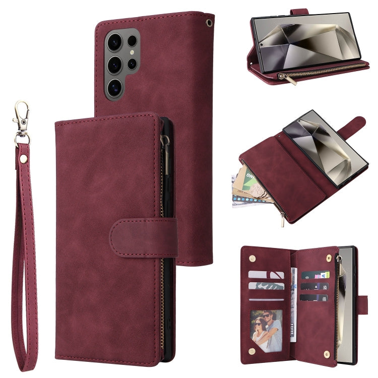 Portafoglio multifunzionale con cerniera smerigliata in pelle per telefono, For Galaxy S25 Ultra 5G, For Galaxy S24 FE 5G, For Galaxy S23 FE 5G, For Galaxy S22+ 5G