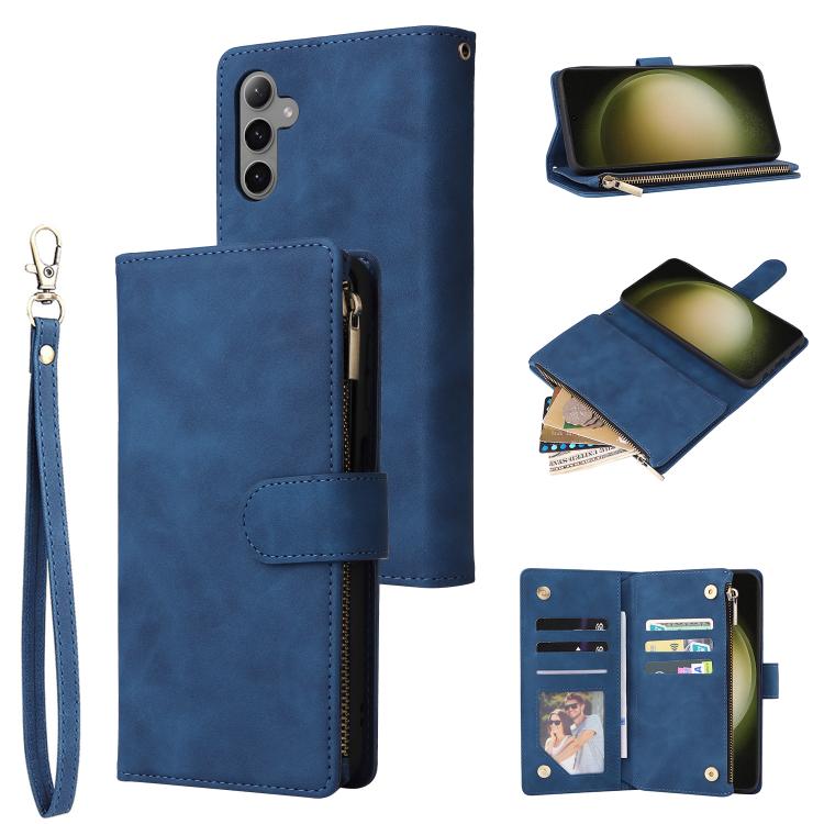 Portafoglio multifunzionale con cerniera smerigliata in pelle per telefono, For Galaxy S25 Ultra 5G, For Galaxy S24 FE 5G, For Galaxy S23 FE 5G, For Galaxy S22+ 5G