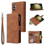 Portafoglio multifunzionale con cerniera smerigliata in pelle per telefono, For Galaxy S25 Ultra 5G, For Galaxy S24 FE 5G, For Galaxy S23 FE 5G, For Galaxy S22+ 5G