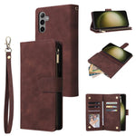 Portafoglio multifunzionale con cerniera smerigliata in pelle per telefono, For Galaxy S25 Ultra 5G, For Galaxy S24 FE 5G, For Galaxy S23 FE 5G, For Galaxy S22+ 5G