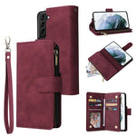 Portafoglio multifunzionale con cerniera smerigliata in pelle per telefono, For Galaxy S25 Ultra 5G, For Galaxy S24 FE 5G, For Galaxy S23 FE 5G, For Galaxy S22+ 5G