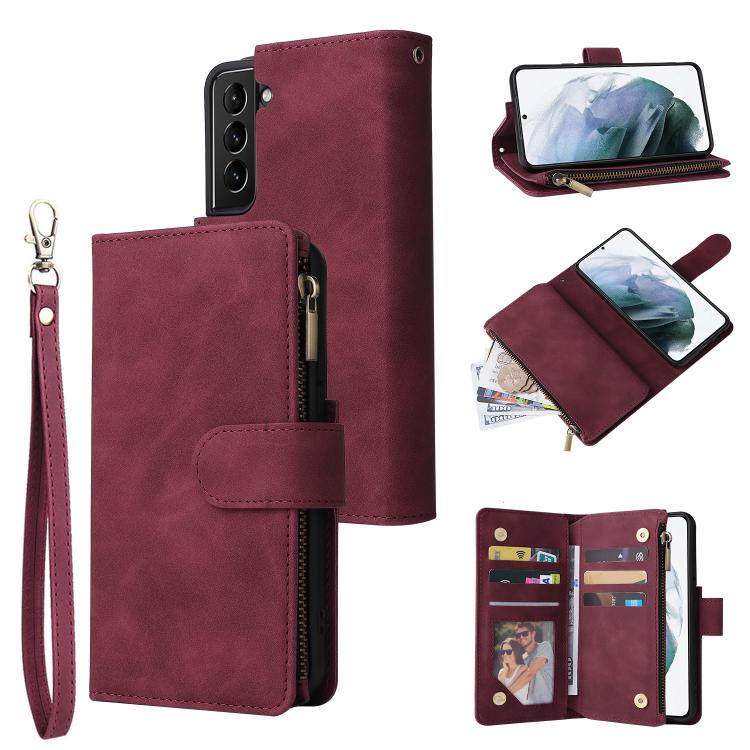Portafoglio multifunzionale con cerniera smerigliata in pelle per telefono, For Galaxy S25 Ultra 5G, For Galaxy S24 FE 5G, For Galaxy S23 FE 5G, For Galaxy S22+ 5G
