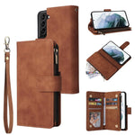 Portafoglio multifunzionale con cerniera smerigliata in pelle per telefono, For Galaxy S25 Ultra 5G, For Galaxy S24 FE 5G, For Galaxy S23 FE 5G, For Galaxy S22+ 5G