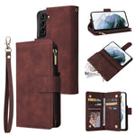 Portafoglio multifunzionale con cerniera smerigliata in pelle per telefono, For Galaxy S25 Ultra 5G, For Galaxy S24 FE 5G, For Galaxy S23 FE 5G, For Galaxy S22+ 5G