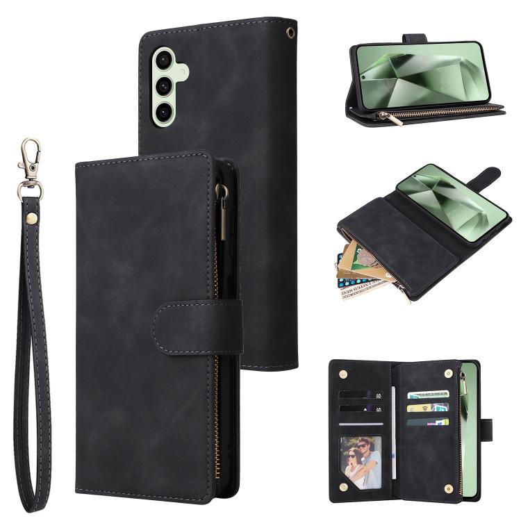 Portafoglio multifunzionale con cerniera smerigliata in pelle per telefono, For Galaxy S25 FE 5G, For Galaxy S25 Edge 5G, For Galaxy S25 5G, For Galaxy S25+ 5G