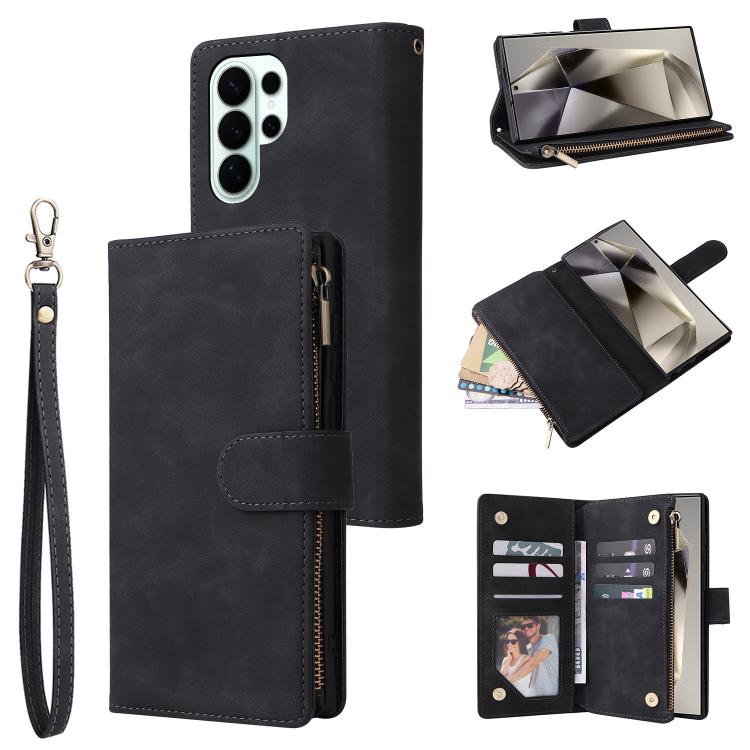 Portafoglio multifunzionale con cerniera smerigliata in pelle per telefono, For Galaxy S26 FE 5G, For Galaxy S26+ 5G, For Galaxy S26 Ultra 5G, For Galaxy S26 5G