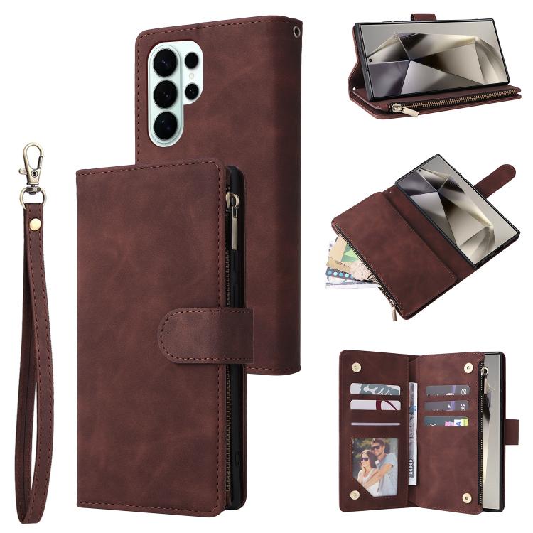 Portafoglio multifunzionale con cerniera smerigliata in pelle per telefono, For Galaxy S26 FE 5G, For Galaxy S26+ 5G, For Galaxy S26 Ultra 5G, For Galaxy S26 5G