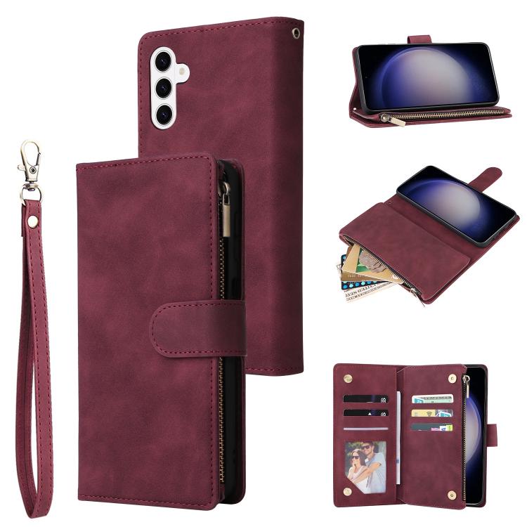 Portafoglio multifunzionale con cerniera smerigliata in pelle per telefono, For Galaxy S26 FE 5G, For Galaxy S26+ 5G, For Galaxy S26 Ultra 5G, For Galaxy S26 5G