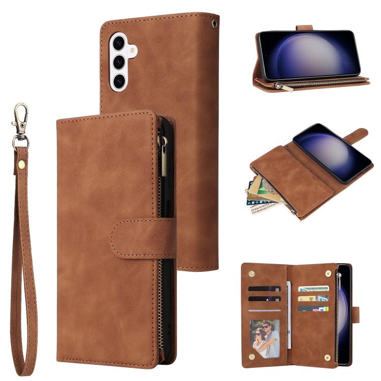 Portafoglio multifunzionale con cerniera smerigliata in pelle per telefono, For Galaxy S26 FE 5G, For Galaxy S26+ 5G, For Galaxy S26 Ultra 5G, For Galaxy S26 5G