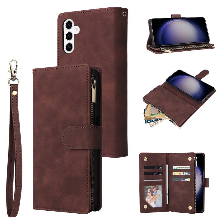 Portafoglio multifunzionale con cerniera smerigliata in pelle per telefono, For Galaxy S26 FE 5G, For Galaxy S26+ 5G, For Galaxy S26 Ultra 5G, For Galaxy S26 5G