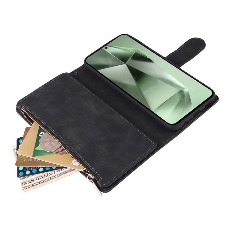 Portafoglio multifunzionale con cerniera smerigliata in pelle per telefono, For Galaxy S26 FE 5G, For Galaxy S26+ 5G, For Galaxy S26 Ultra 5G, For Galaxy S26 5G