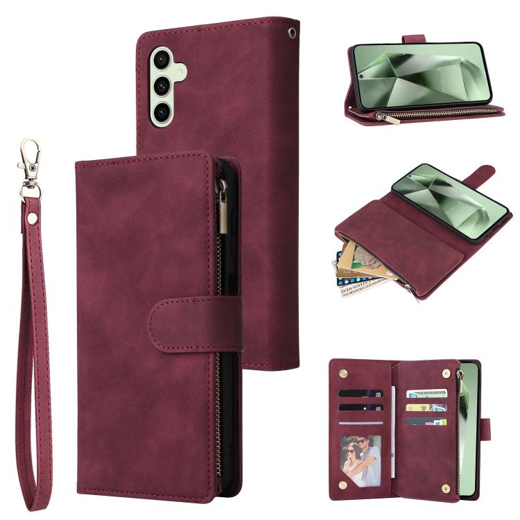 Portafoglio multifunzionale con cerniera smerigliata in pelle per telefono, For Galaxy S26 FE 5G, For Galaxy S26+ 5G, For Galaxy S26 Ultra 5G, For Galaxy S26 5G