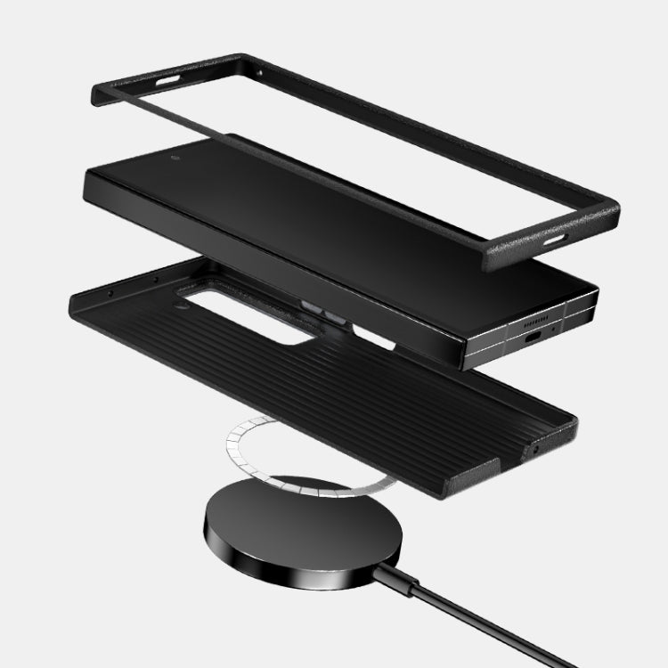 Custodia per telefono MagSafe in microrilievo ABEEL C in fibra di carbonio serie 6D, For Samsung Galaxy Z Fold Special, For Samsung Galaxy Z Fold6 5G, For Samsung Galaxy Z Fold5 5G, For Samsung Galaxy Z Flip5 5G