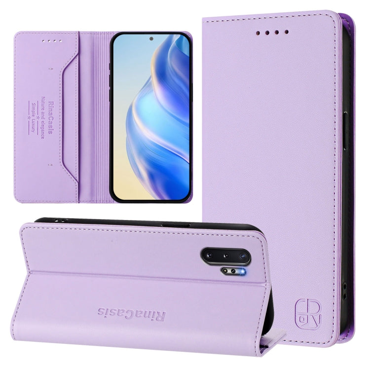 RC01 Custodia per telefono in pelle RFID con ventosa magnetica a doppia piega, For Samsung Galaxy Note10, For Samsung Galaxy Note10+