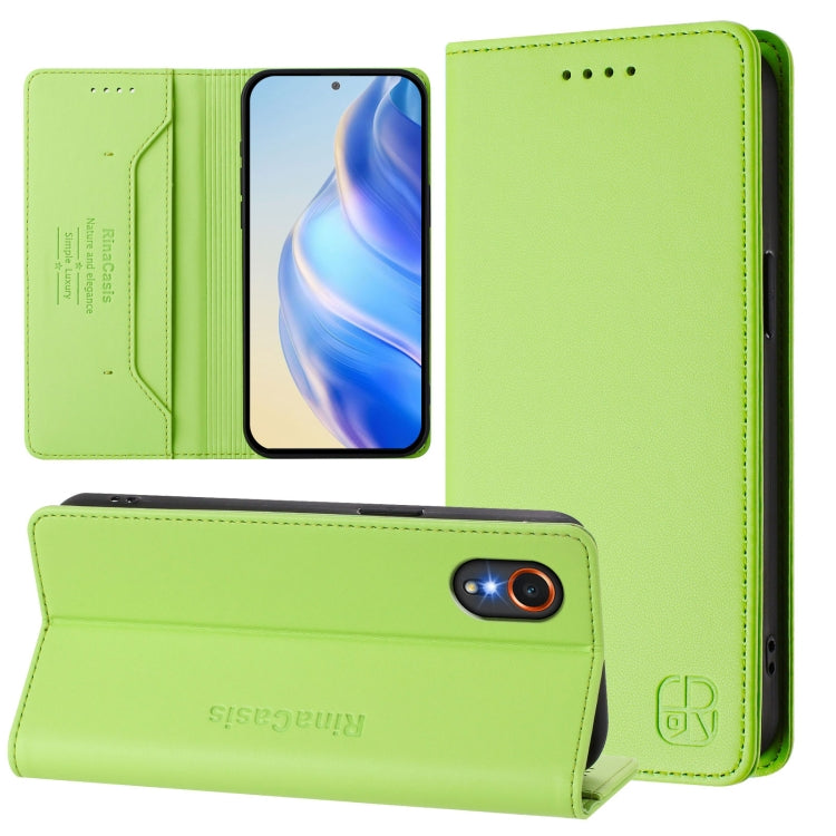 RC01 Custodia per telefono in pelle RFID con ventosa magnetica a doppia piega, For Samsung Galaxy XCover7 Pro, For Samsung Galaxy XCover7 5G Global, For Samsung Galaxy XCover 6 Pro