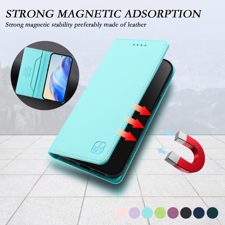 RC01 Custodia per telefono in pelle RFID con ventosa magnetica a doppia piega, For Samsung Galaxy XCover7 Pro, For Samsung Galaxy XCover7 5G Global, For Samsung Galaxy XCover 6 Pro