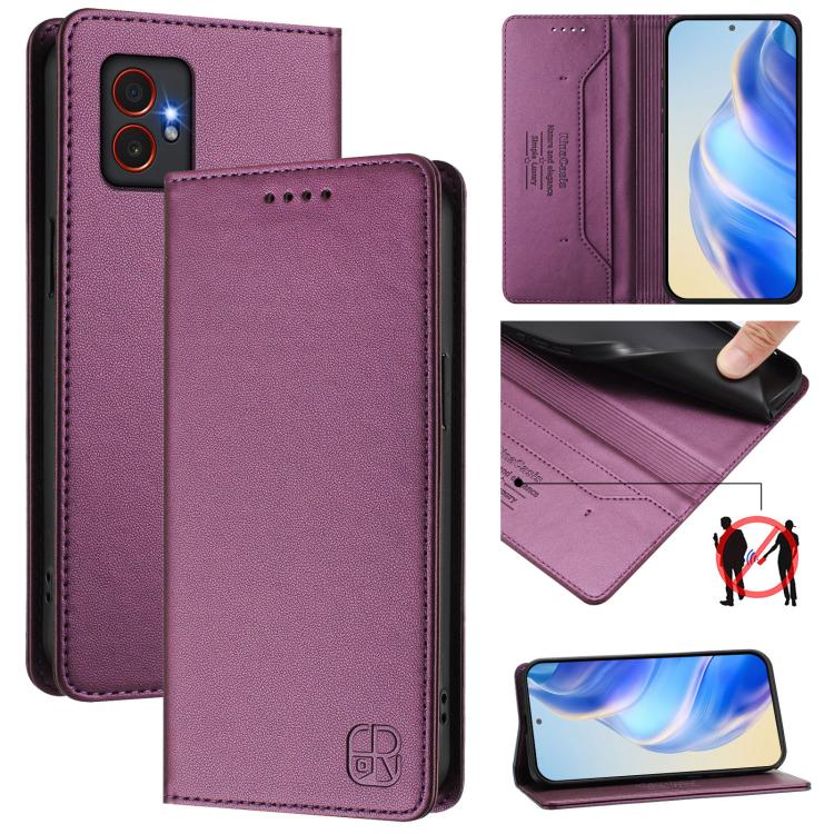 RC01 Custodia per telefono in pelle RFID con ventosa magnetica a doppia piega, For Samsung Galaxy XCover7 Pro, For Samsung Galaxy XCover7 5G Global, For Samsung Galaxy XCover 6 Pro