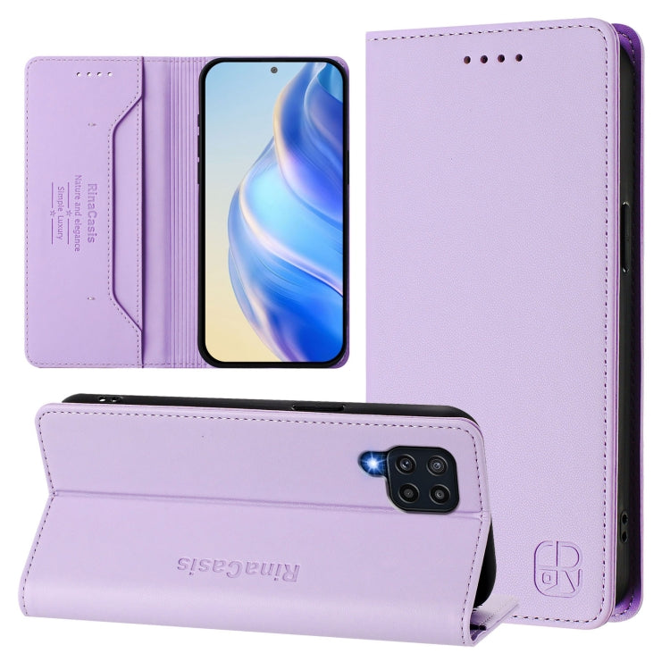 RC01 Custodia per telefono in pelle RFID con ventosa magnetica a doppia piega, For Samsung Galaxy M33 5G Global, For Samsung Galaxy M52 5G, For Samsung Galaxy M32 4G Global / M22