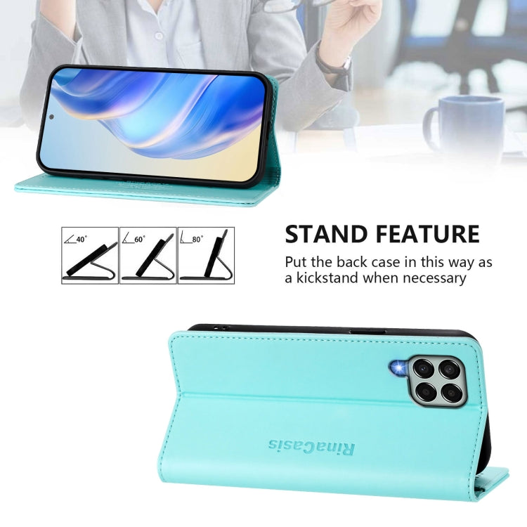 RC01 Custodia per telefono in pelle RFID con ventosa magnetica a doppia piega, For Samsung Galaxy M33 5G Global, For Samsung Galaxy M52 5G, For Samsung Galaxy M32 4G Global / M22