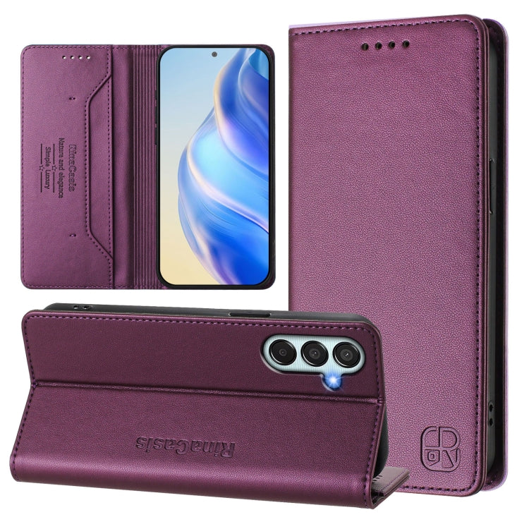 RC01 Custodia per telefono in pelle RFID con ventosa magnetica a doppia piega, For Samsung Galaxy M33 5G Global, For Samsung Galaxy M52 5G, For Samsung Galaxy M32 4G Global / M22
