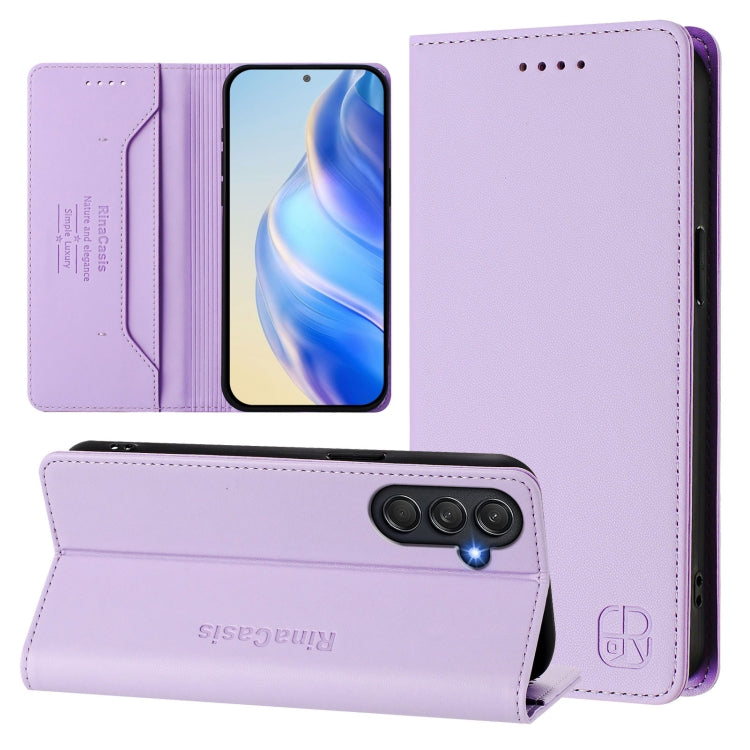 RC01 Custodia per telefono in pelle RFID con ventosa magnetica a doppia piega, For Samsung Galaxy M55 5G / C55 5G, For Samsung Galaxy M15 / F15 5G Global, For Samsung Galaxy M34 5G / F34 5G