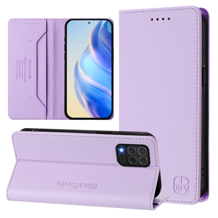 RC01 Custodia per telefono in pelle RFID con ventosa magnetica a doppia piega, For Samsung Galaxy M62 / F62 4G