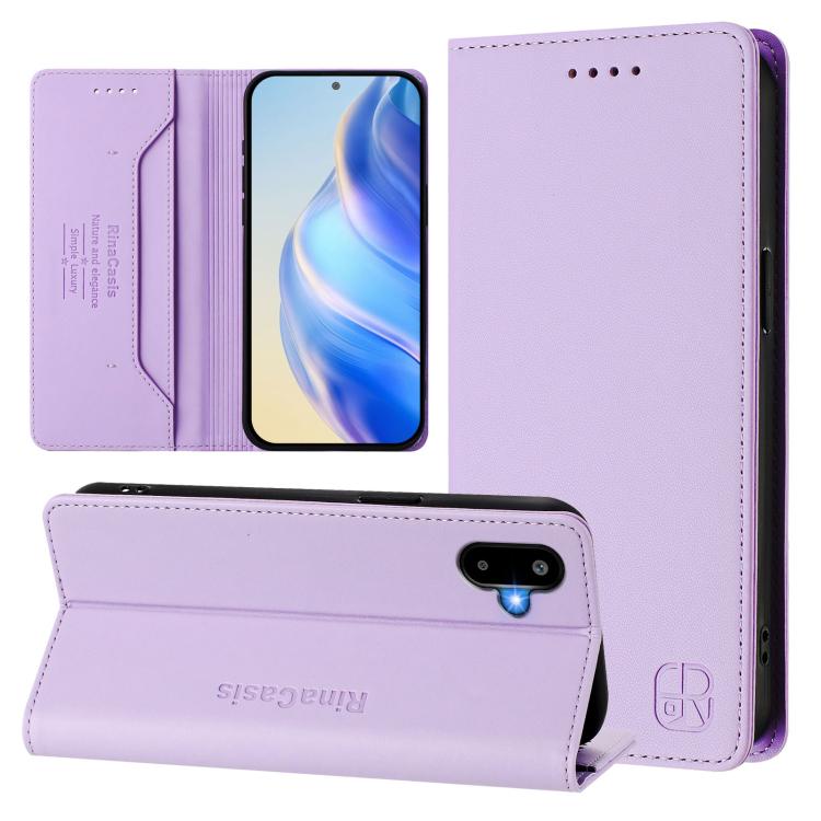 RC01 Custodia per telefono in pelle RFID con ventosa magnetica a doppia piega, For Samsung Galaxy M16 / F16 5G Global, For Samsung Galaxy M06 5G / F06 5G, For Samsung Galaxy M35 5G