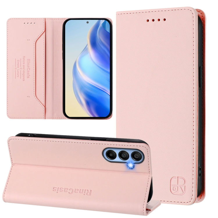 RC01 Custodia per telefono in pelle RFID con ventosa magnetica a doppia piega, For Samsung Galaxy A15 5G / 4G, For Samsung Galaxy A55 5G Global, For Samsung Galaxy A35 5G