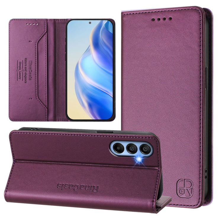RC01 Custodia per telefono in pelle RFID con ventosa magnetica a doppia piega, For Samsung Galaxy A15 5G / 4G, For Samsung Galaxy A55 5G Global, For Samsung Galaxy A35 5G