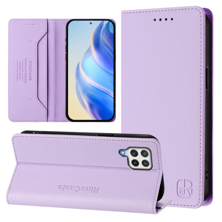 RC01 Custodia per telefono in pelle RFID con ventosa magnetica a doppia piega, For Samsung Galaxy A03s US 165.8mm, For Samsung Galaxy A22 4G, For Samsung Galaxy A42 5G / M42