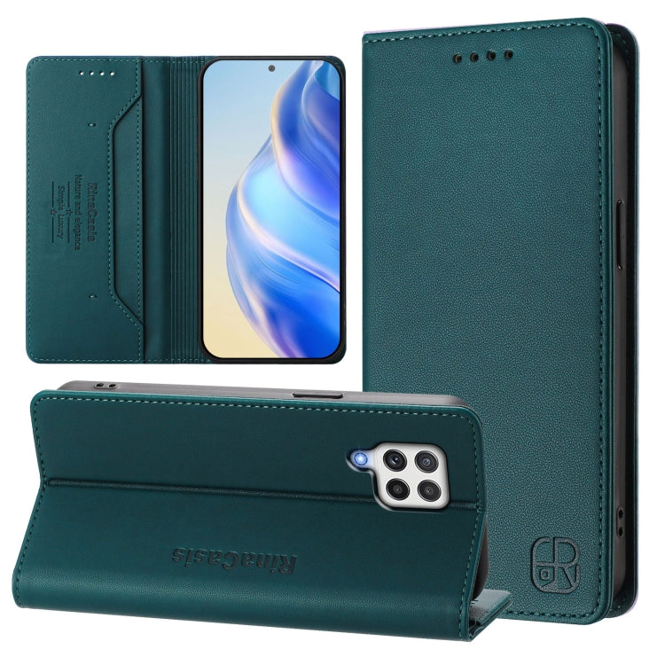 RC01 Custodia per telefono in pelle RFID con ventosa magnetica a doppia piega, For Samsung Galaxy A03s US 165.8mm, For Samsung Galaxy A22 4G, For Samsung Galaxy A42 5G / M42