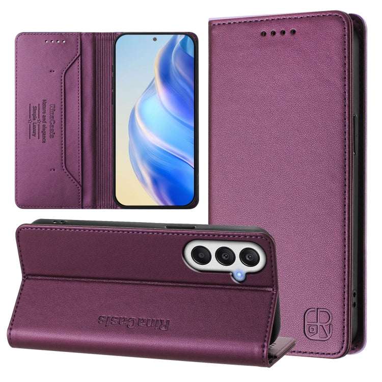 RC01 Custodia per telefono in pelle RFID con ventosa magnetica a doppia piega, For Samsung Galaxy A05 4G Global, For Samsung Galaxy A05s 4G Global, For Samsung Galaxy A25 5G Global